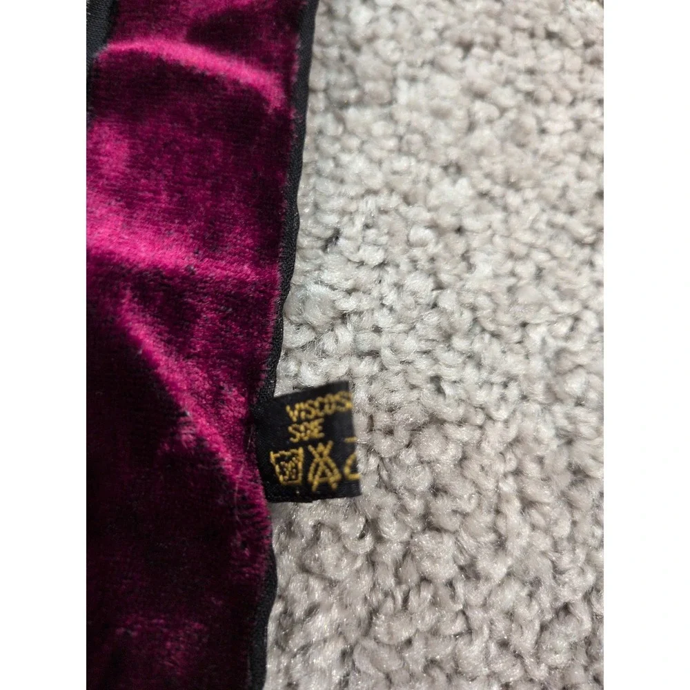 Jewel Tone Velvet Patchwork Scarf Burgundy Gold‎ Black Silk Blend Wrap 60x12